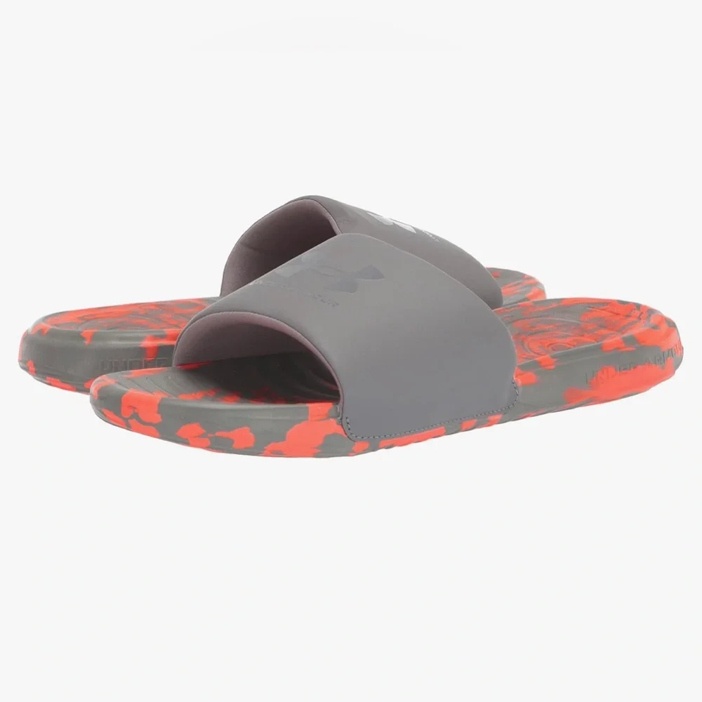 Under Armour Slides in Orange and Gray